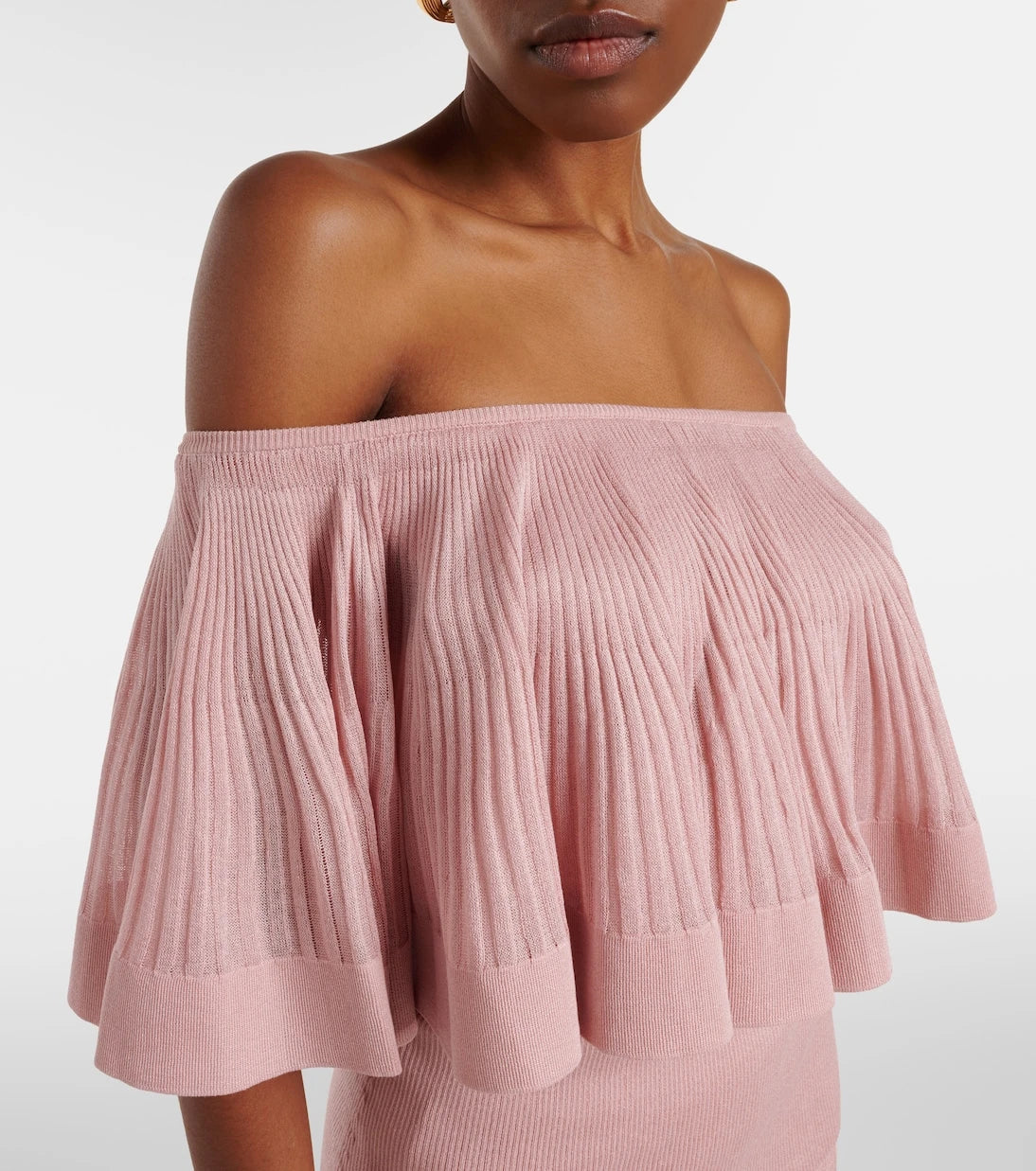 Zimmermann - Luna knitted ruffled off-shoulder top