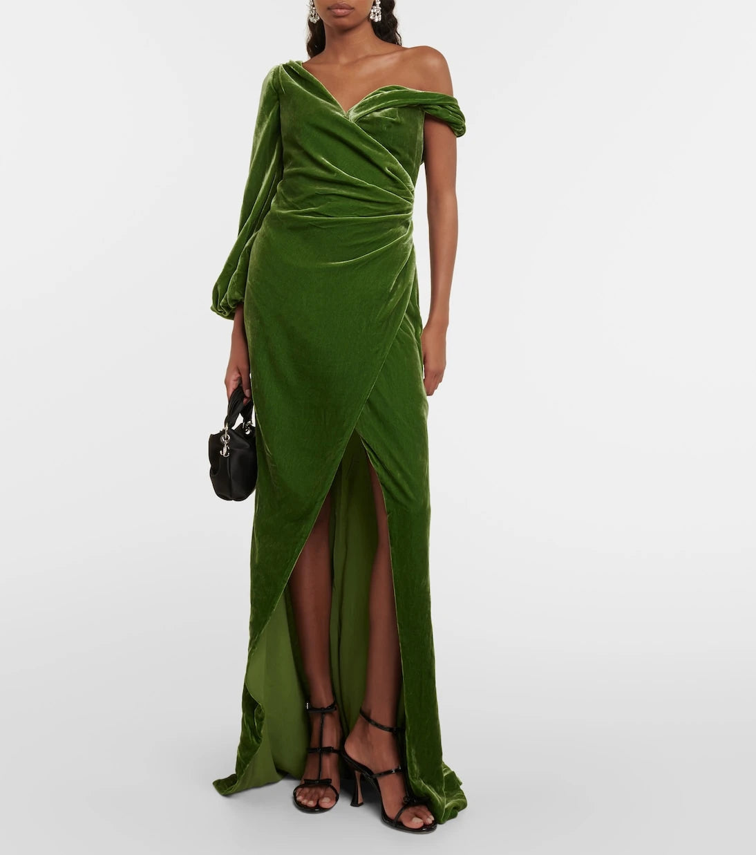 Costarellos - Rubinia silk-blend velvet gown