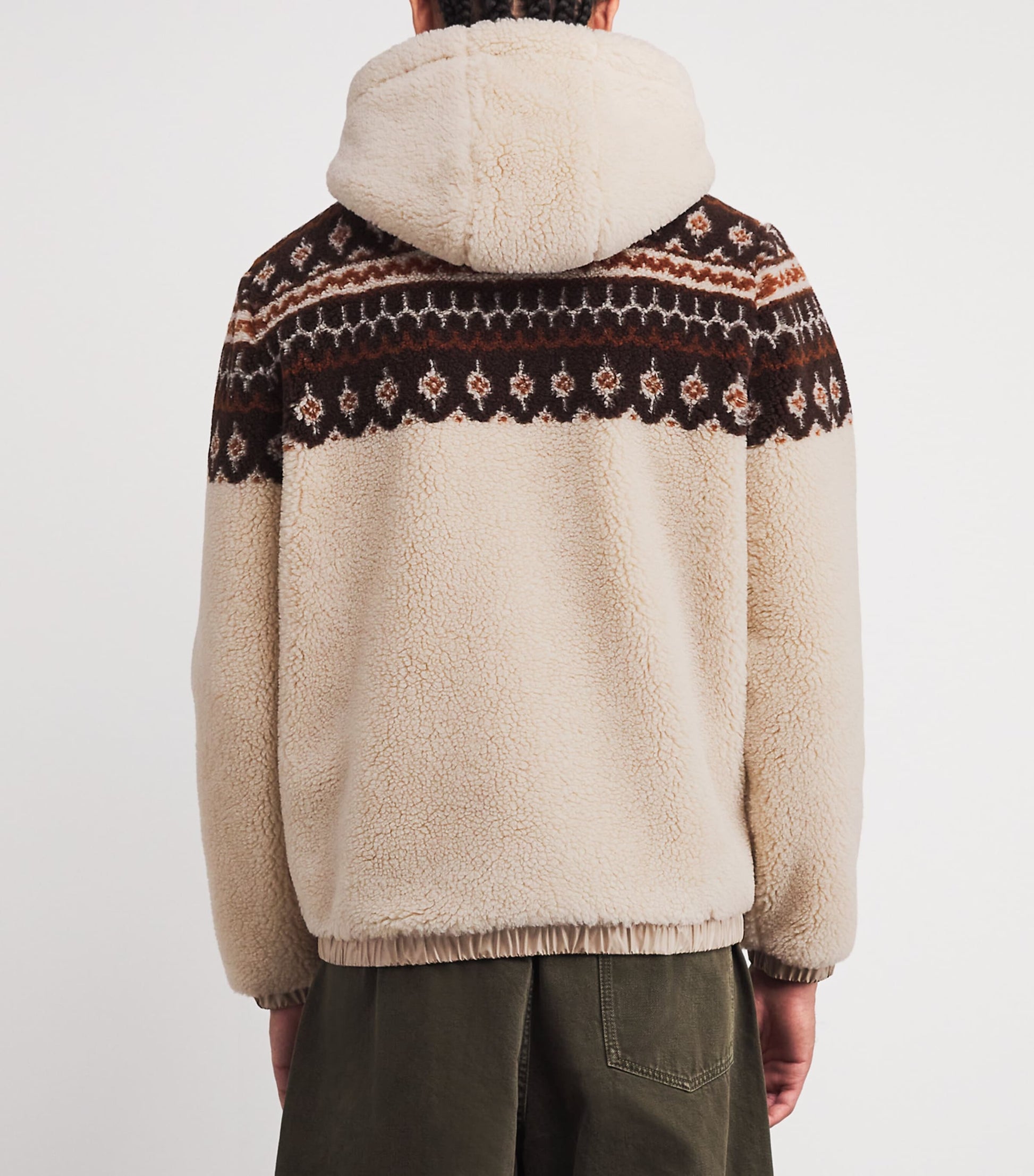 Moncler Brown Wool-Blend Geometric Jacquard Hoodie