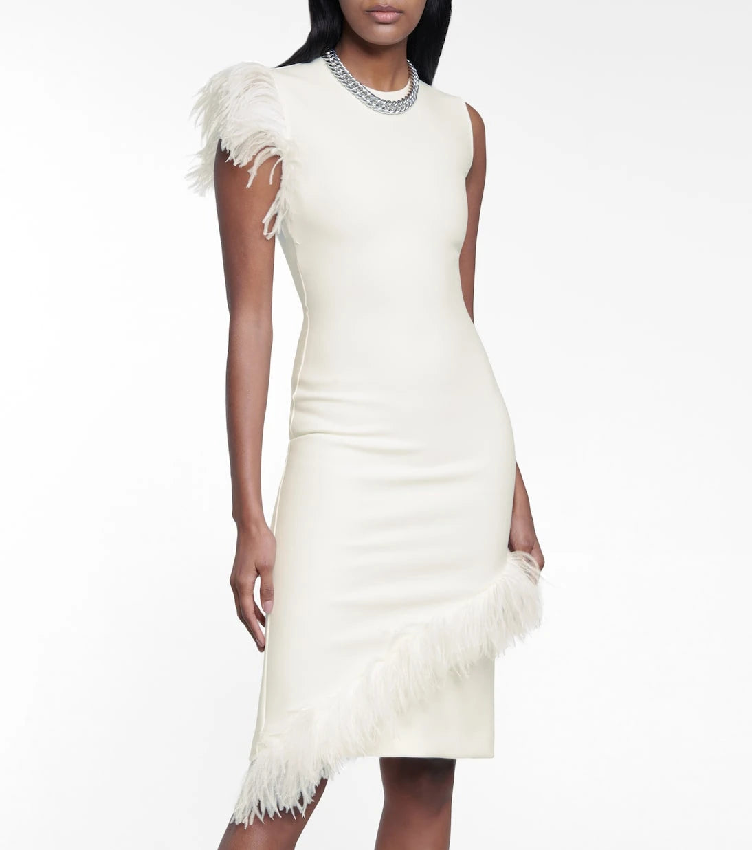 Christopher Kane - Feather-trimmed wool-blend dress