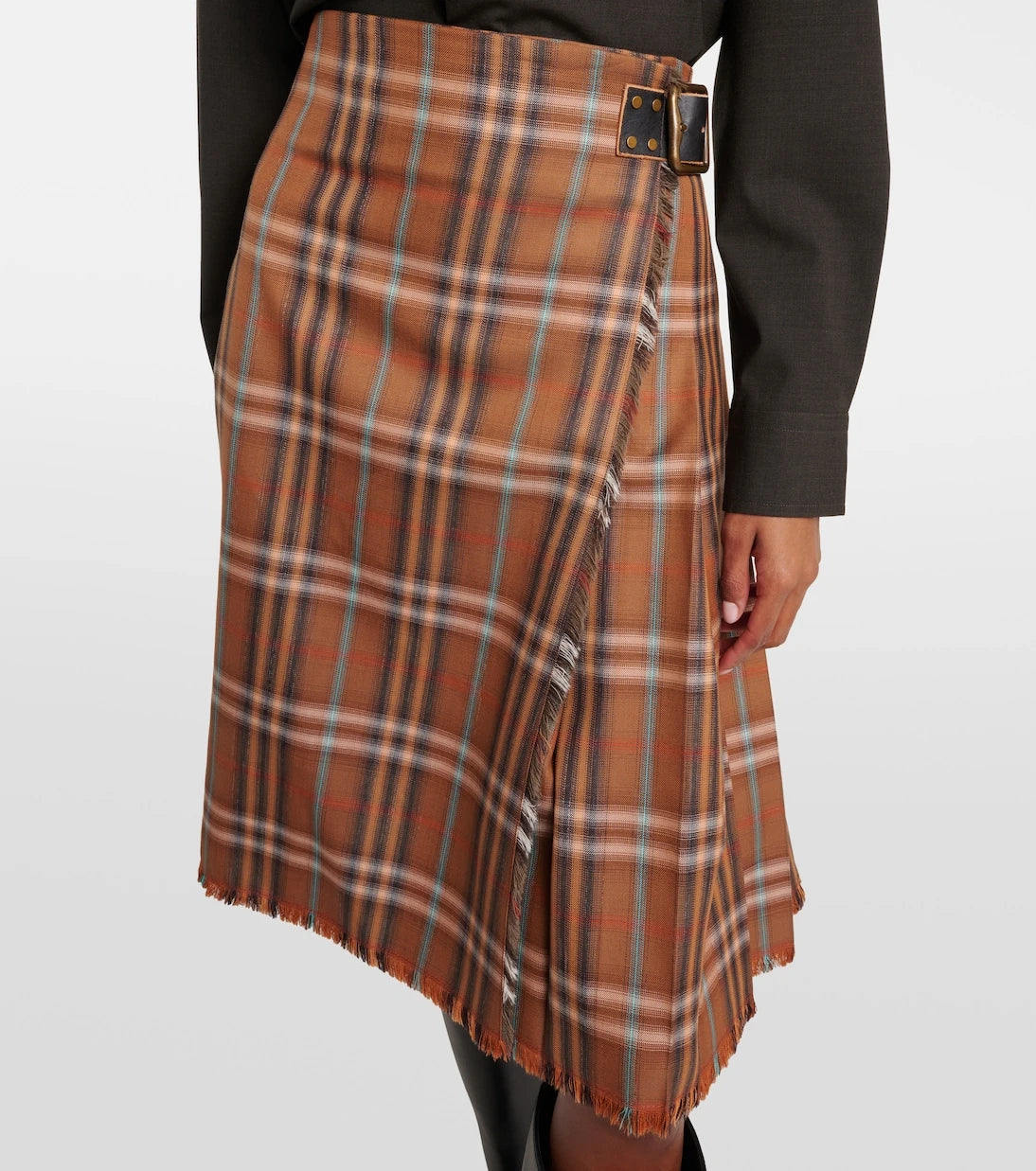 Burberry - Burberry Check wool midi skirt