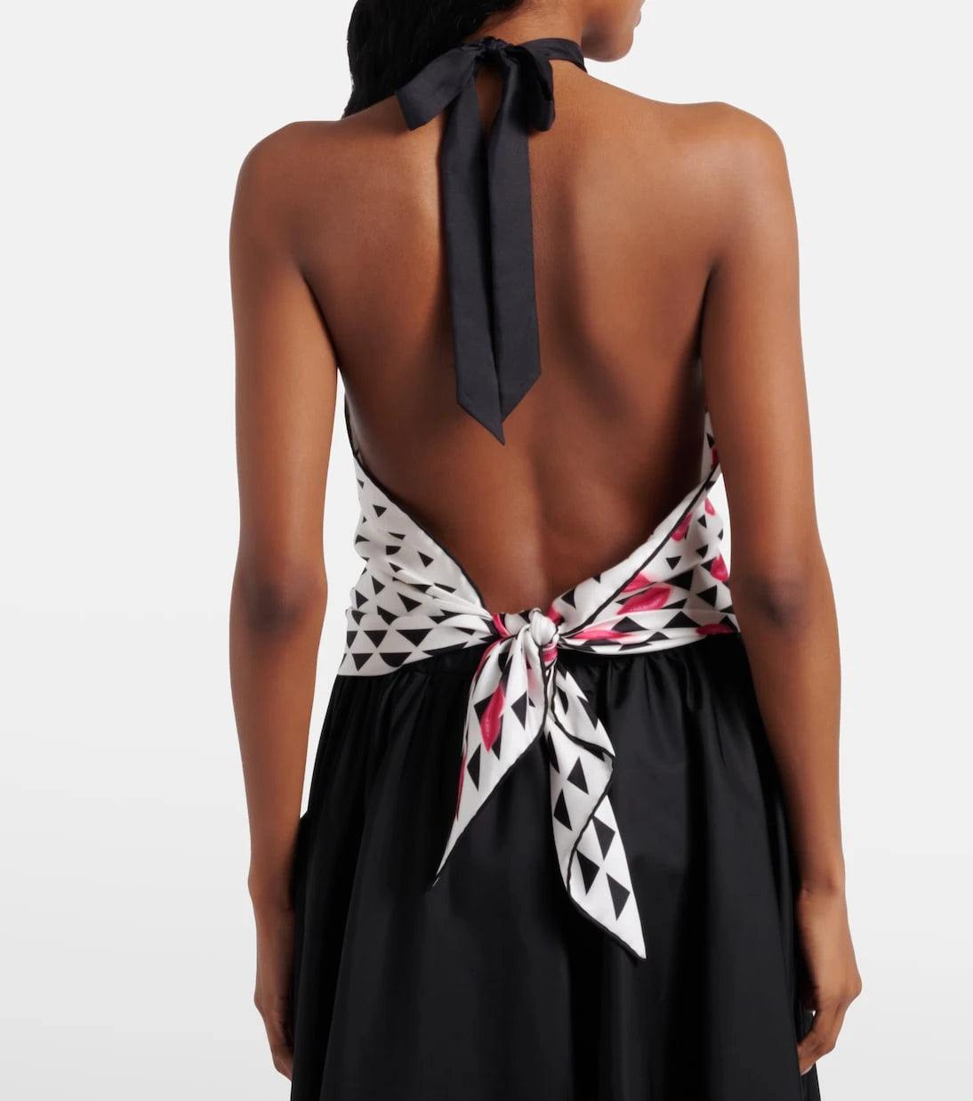 Prada - Printed silk twill halterneck top