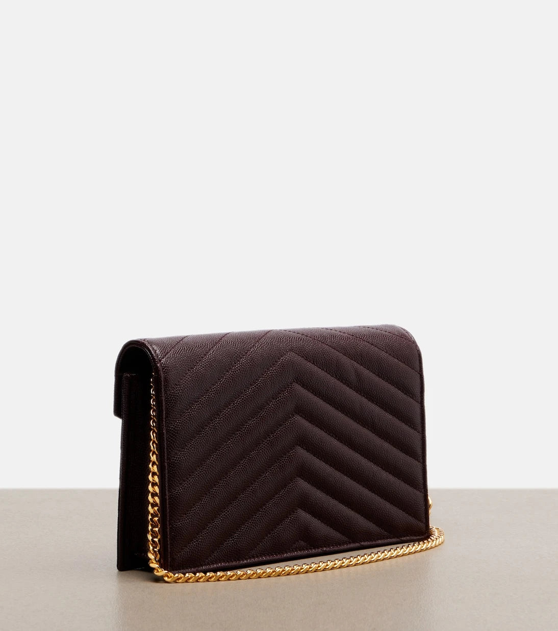 Saint Laurent - Cassandre embellished leather wallet on chain
