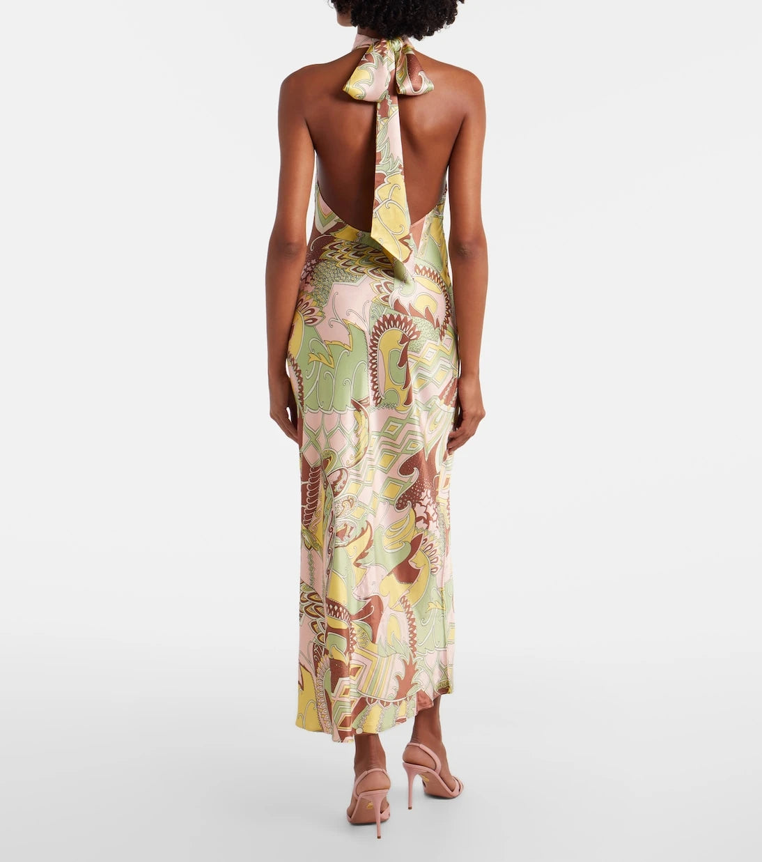 Rixo - Maura printed halterneck satin midi dress