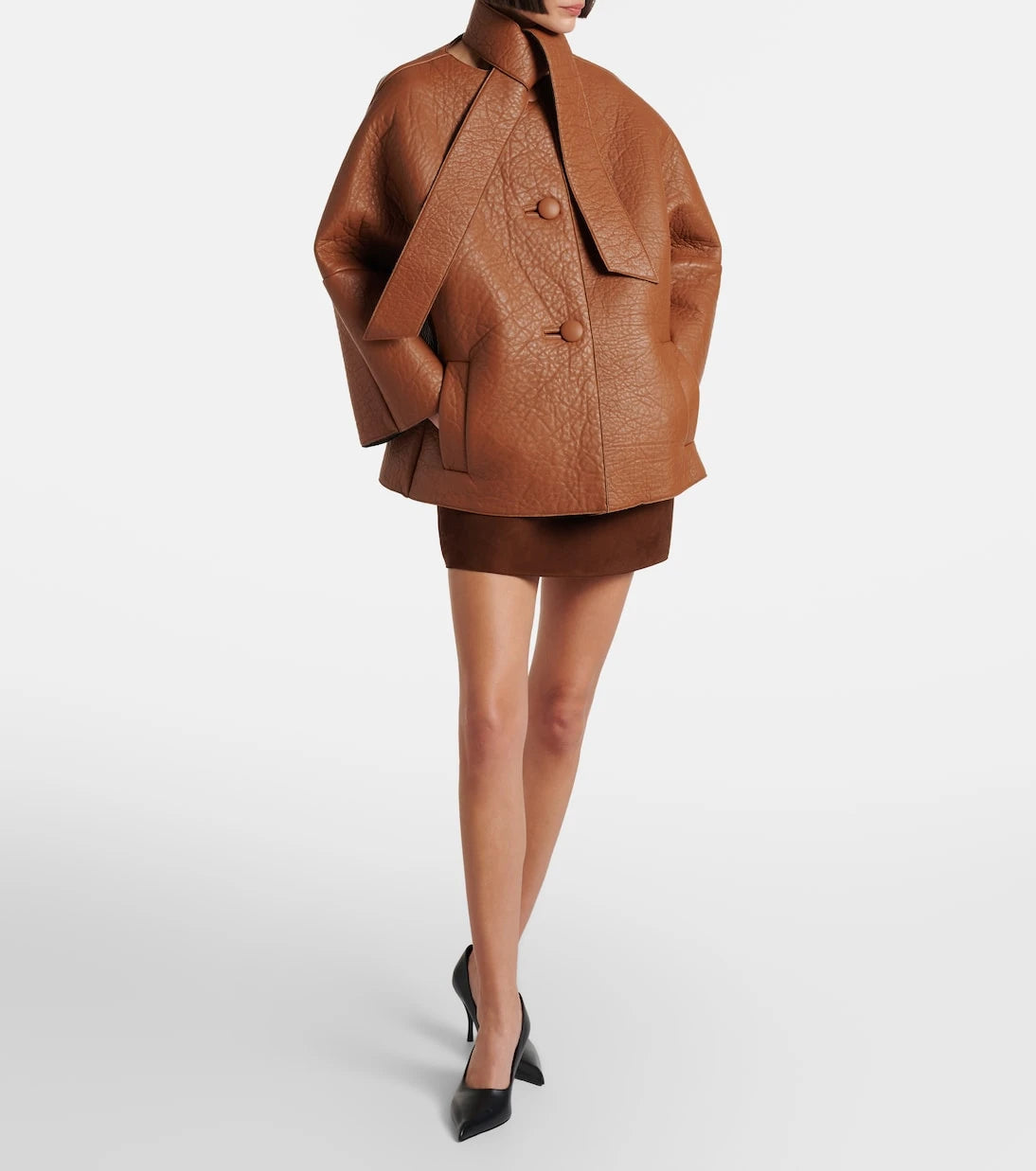 Prada - Scarf-detail leather jacket