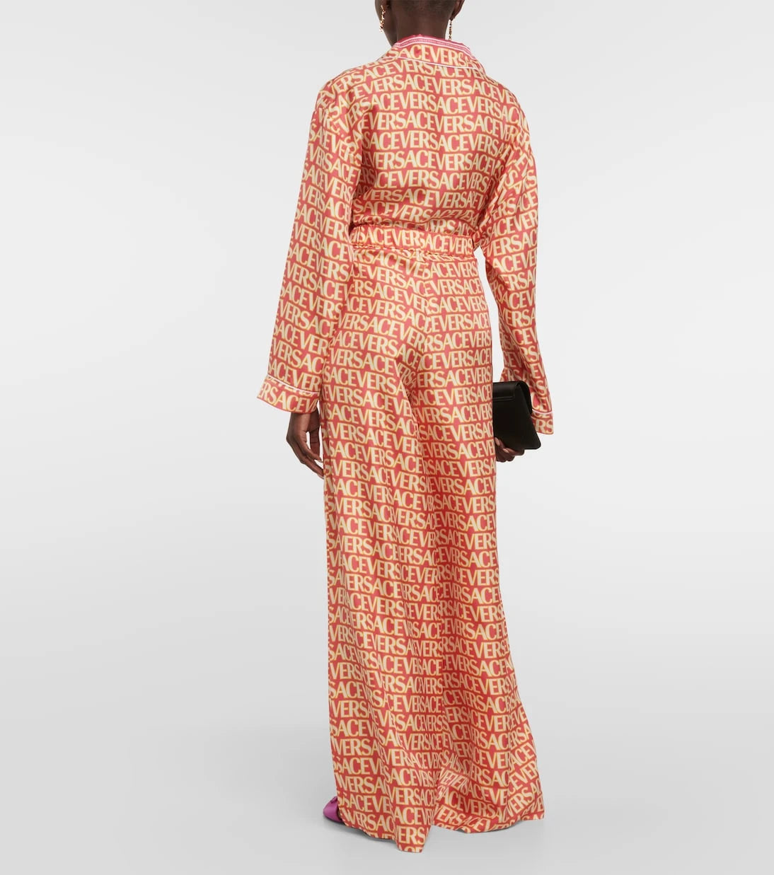 Versace - Logo wide-leg silk pants