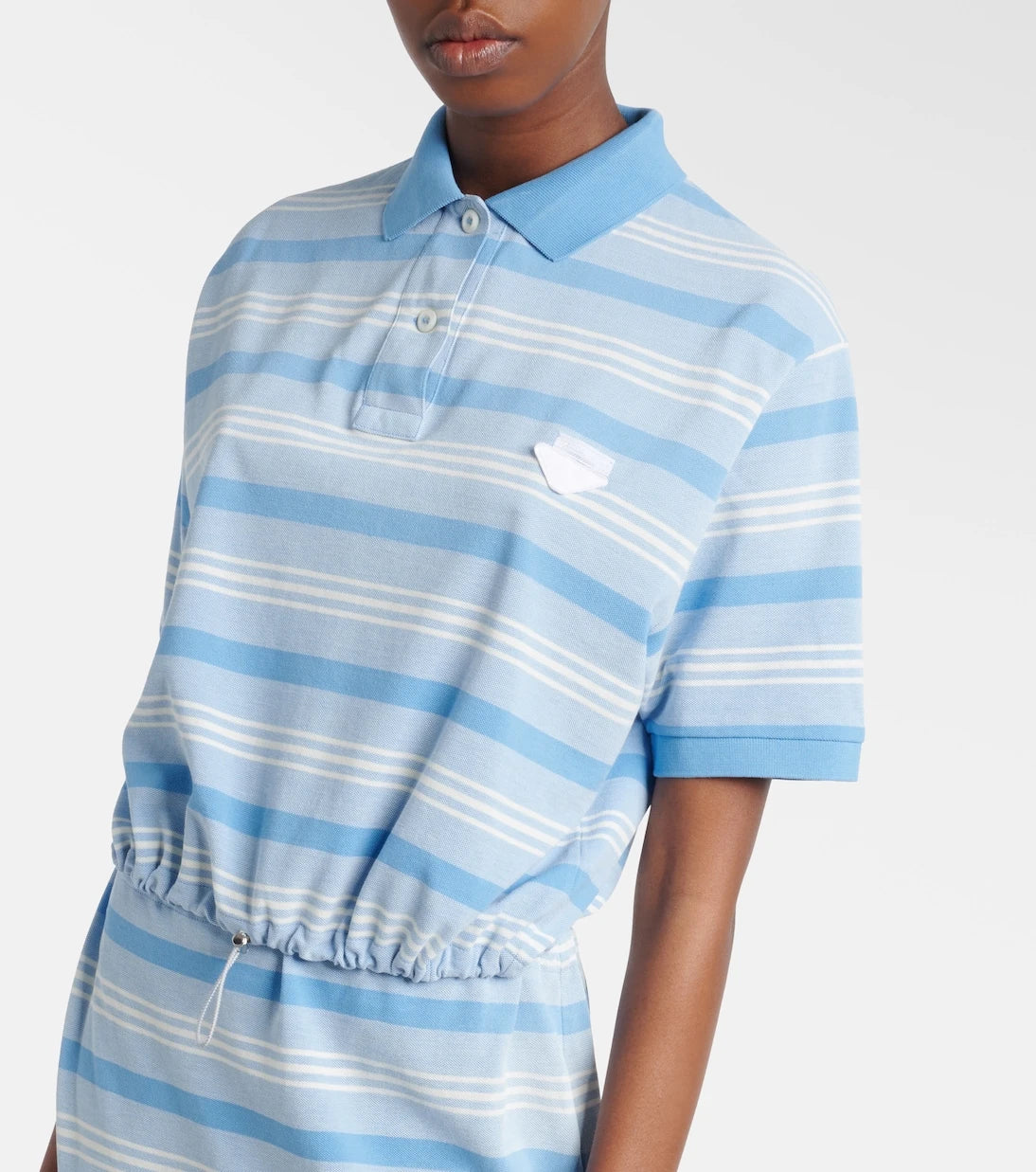 Prada - Striped cropped cotton piqué polo shirt