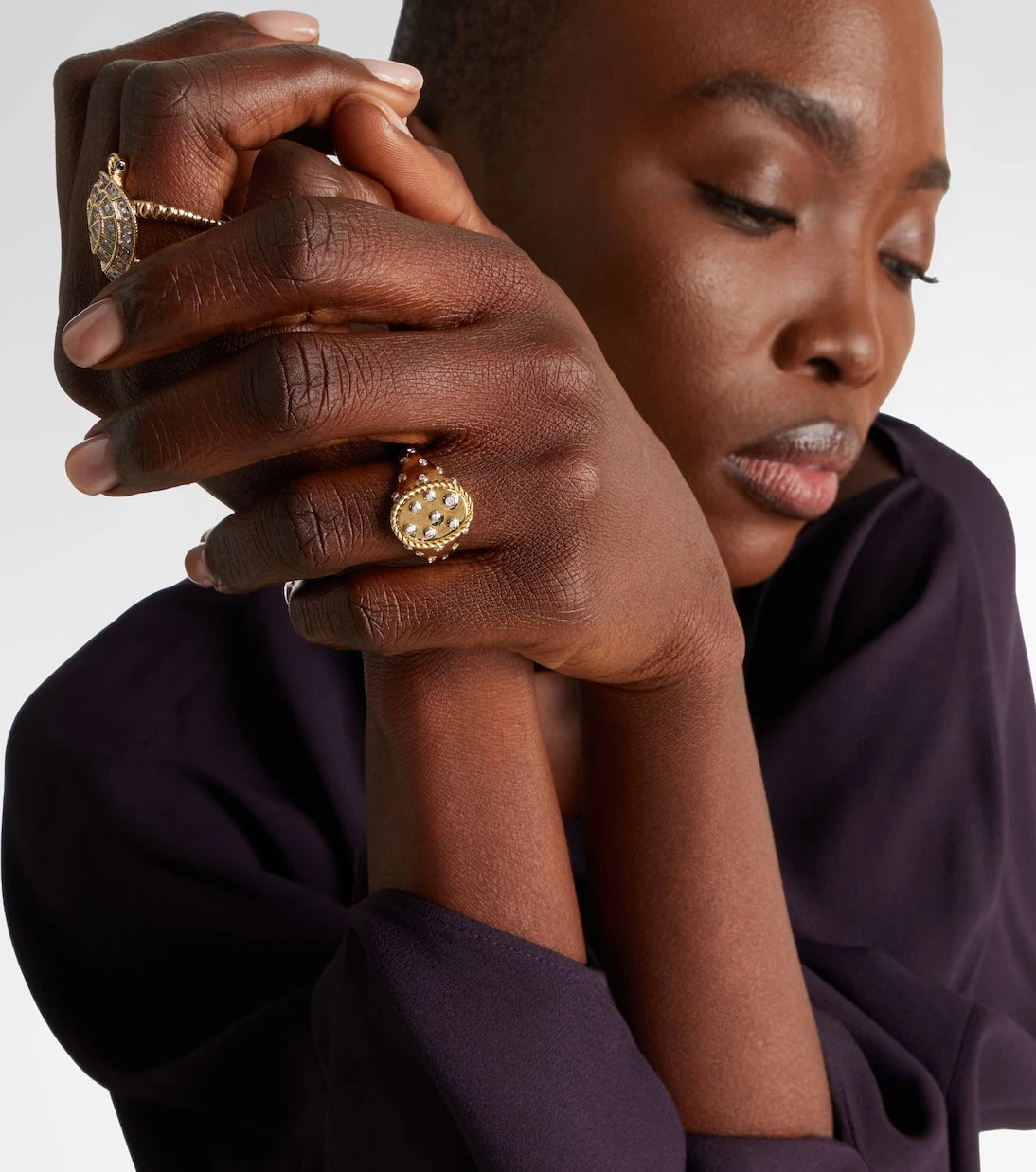 Yvonne Léon - Plumetis 9kt gold ring with diamonds