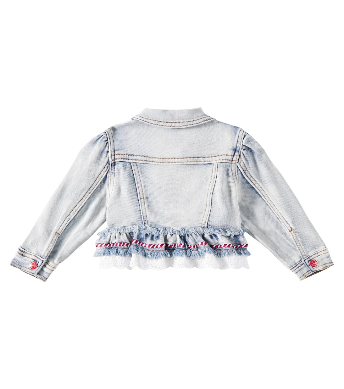 Monnalisa - Embroidered ruffled denim jacket