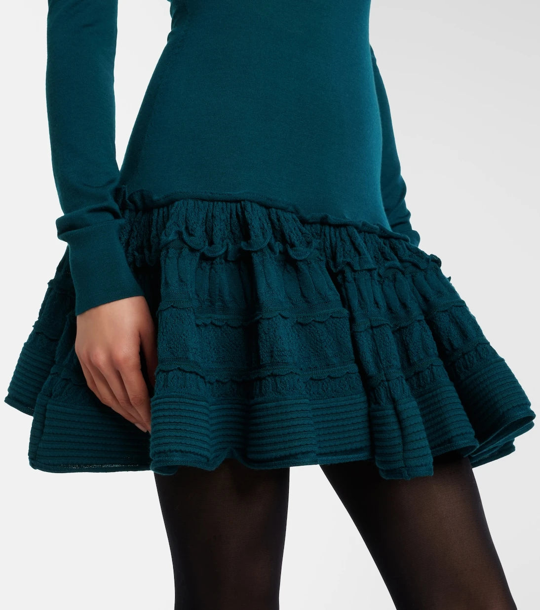 Alaïa - Ruffled wool-blend minidress