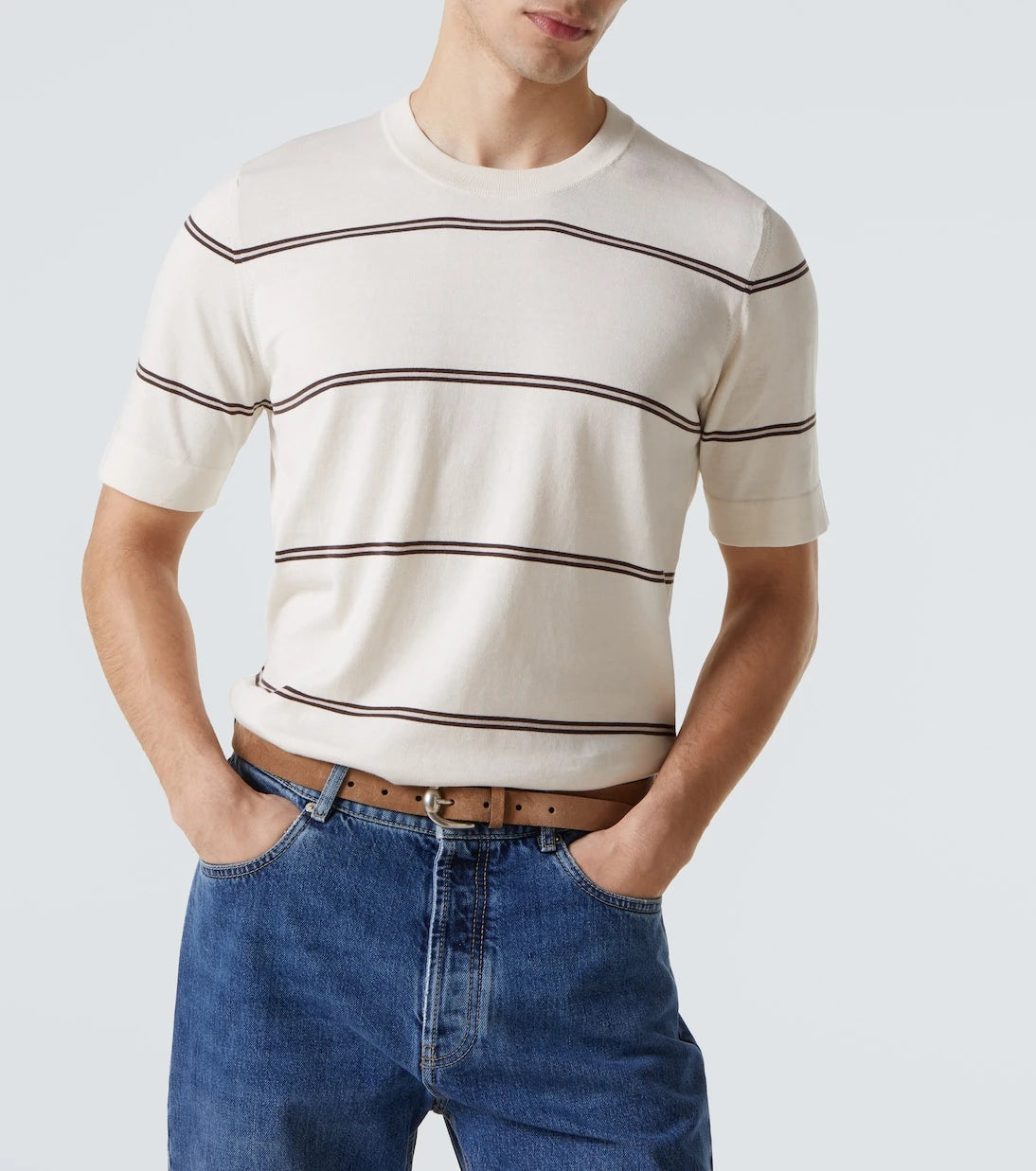 Brunello Cucinelli - تي شيرت قطني مخطط