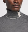 Emporio Armani Blue Virgin Wool Stripe Rollneck Sweater