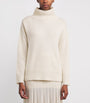 Soft Goat White Cashmere Rollneck Boyfriend Sweater