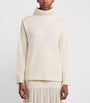 Soft Goat White Cashmere Rollneck Boyfriend Sweater