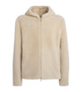 Ivory Shearling Hooded Jacket