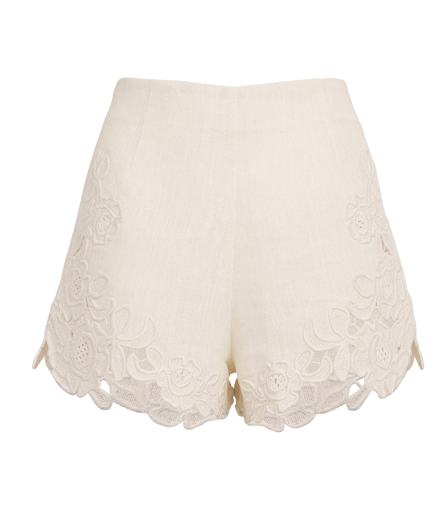 Cult Gaia Ivory Lace-Trim Suni Shorts