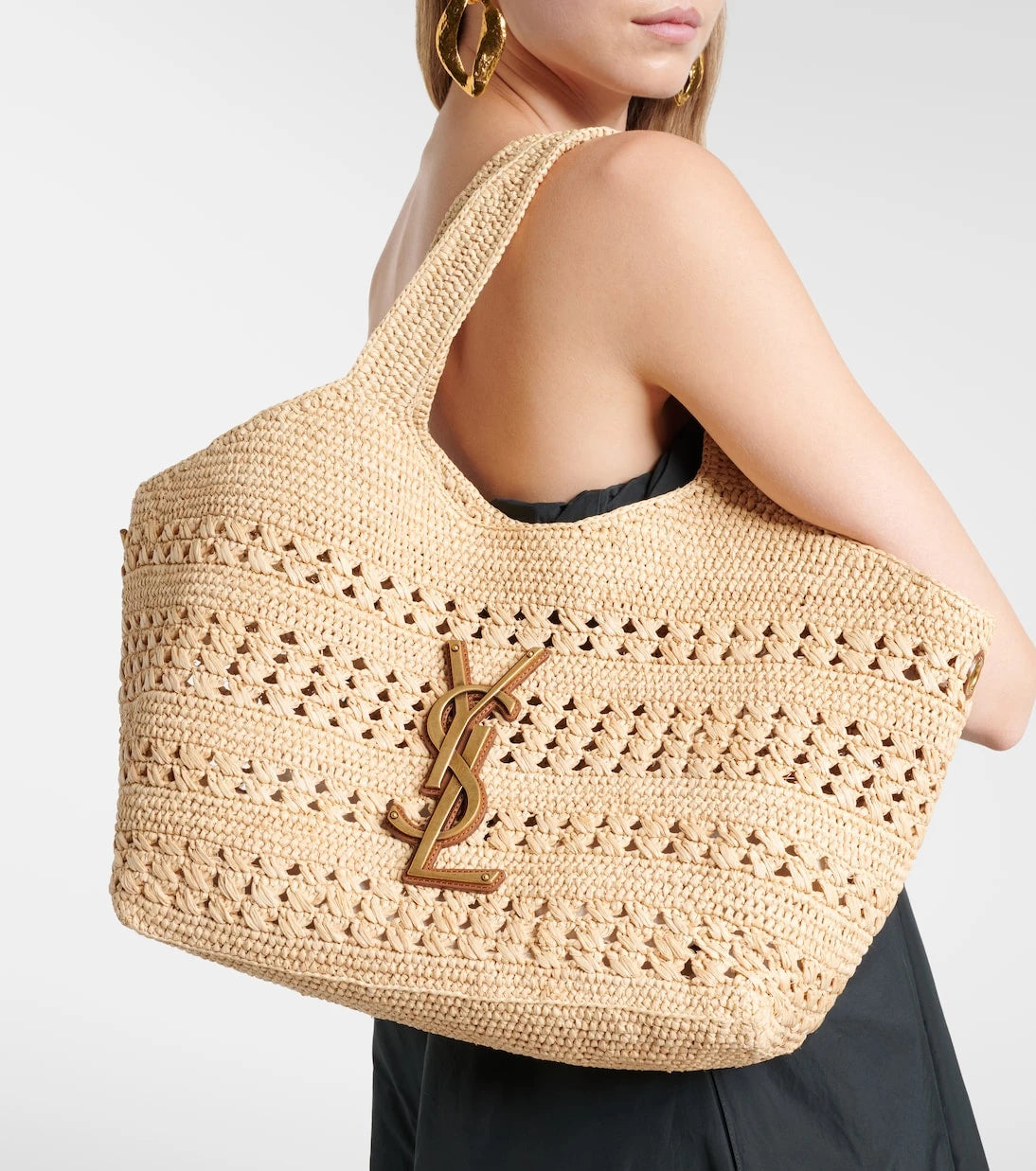 Saint Laurent - Icare Medium raffia tote bag
