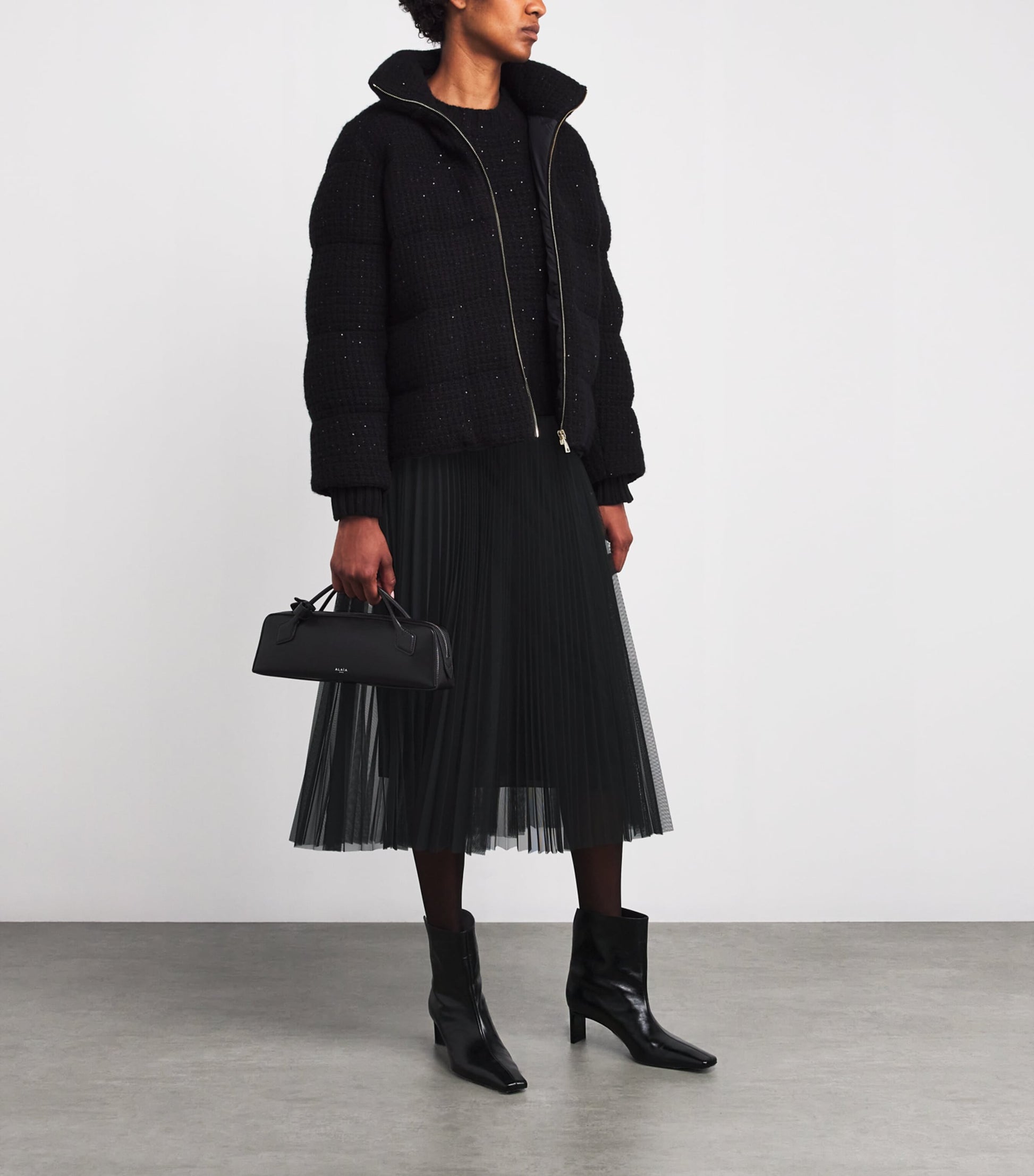 Fabiana Filippi Black Pleated Midi Skirt