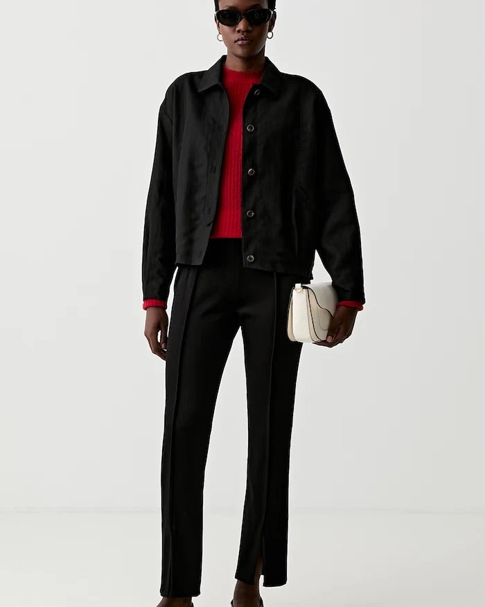 Tommy Hilfiger kadın keten karışımlı gömlek ceket