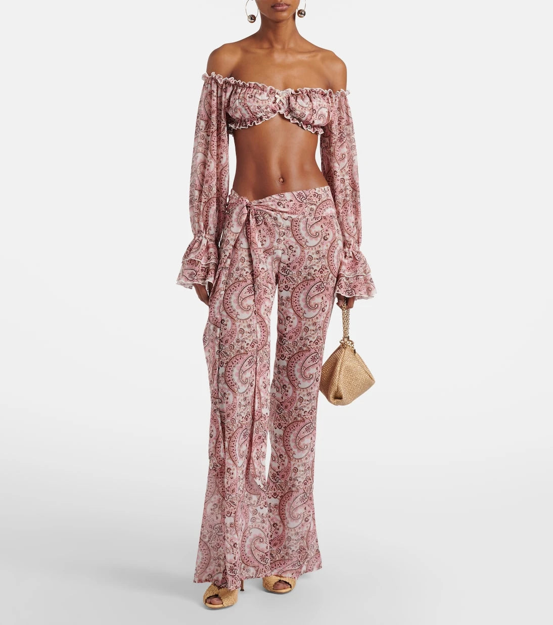 Bananhot - Elma off-shoulder paisley crop top