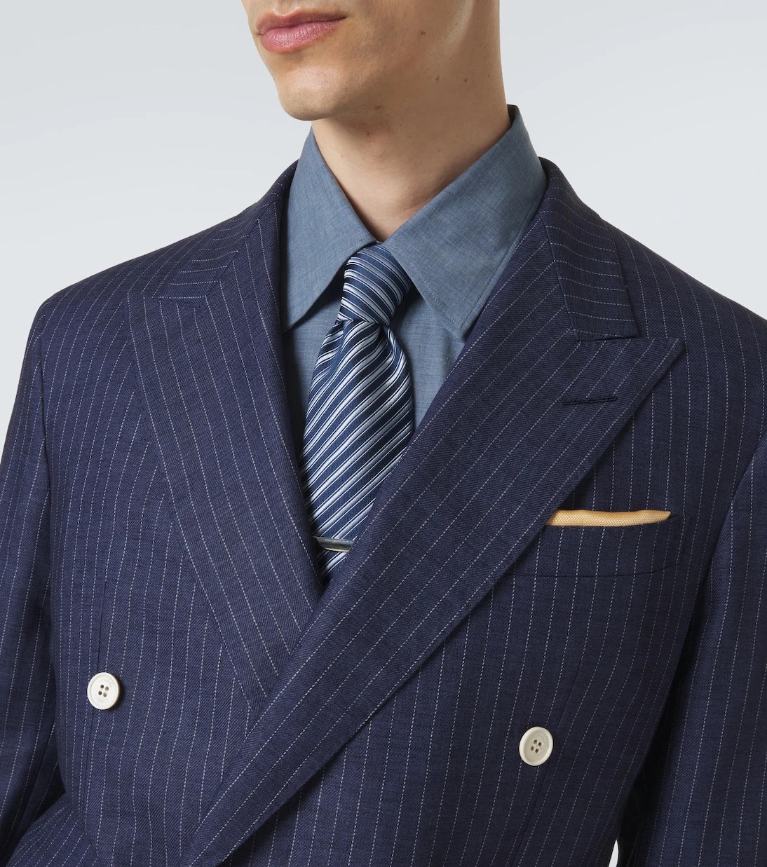 Dunhill - Pinstripe double-breasted linen blazer