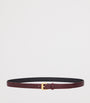 Saint Laurent Burgundy Leather Trapezoid Buckle Belt