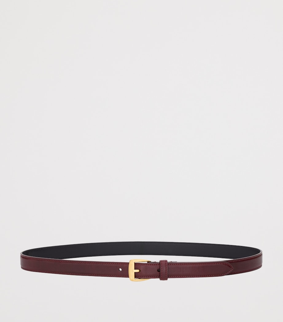 Saint Laurent Burgundy Leather Trapezoid Buckle Belt