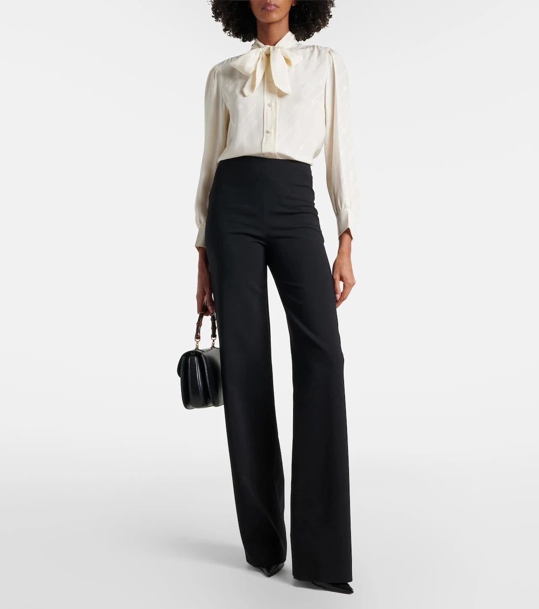 Gucci - Interlocking G silk crêpe satin blouse