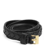 Bottega Veneta Black Thin Leather Intrecciato Watch Belt