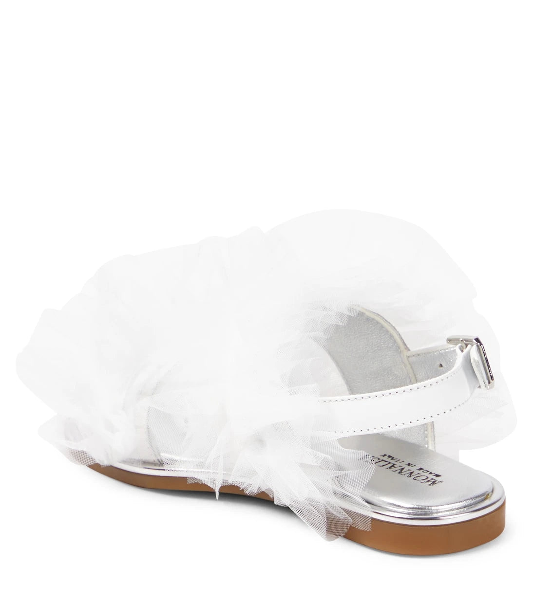 Monnalisa - Appliqué tulle and leather sandals