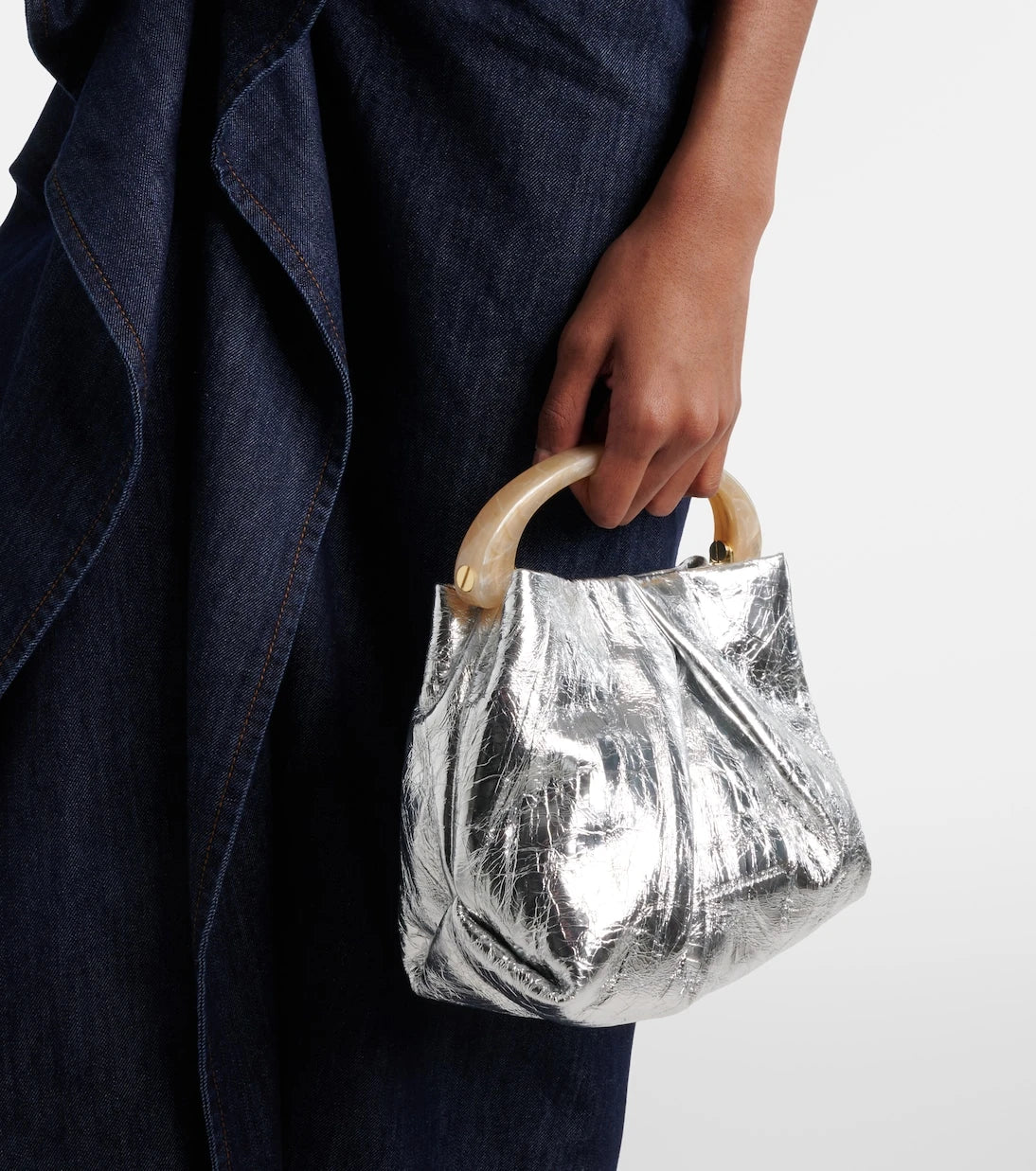 Dries Van Noten - Crisp Mini metallic leather top-handle bag