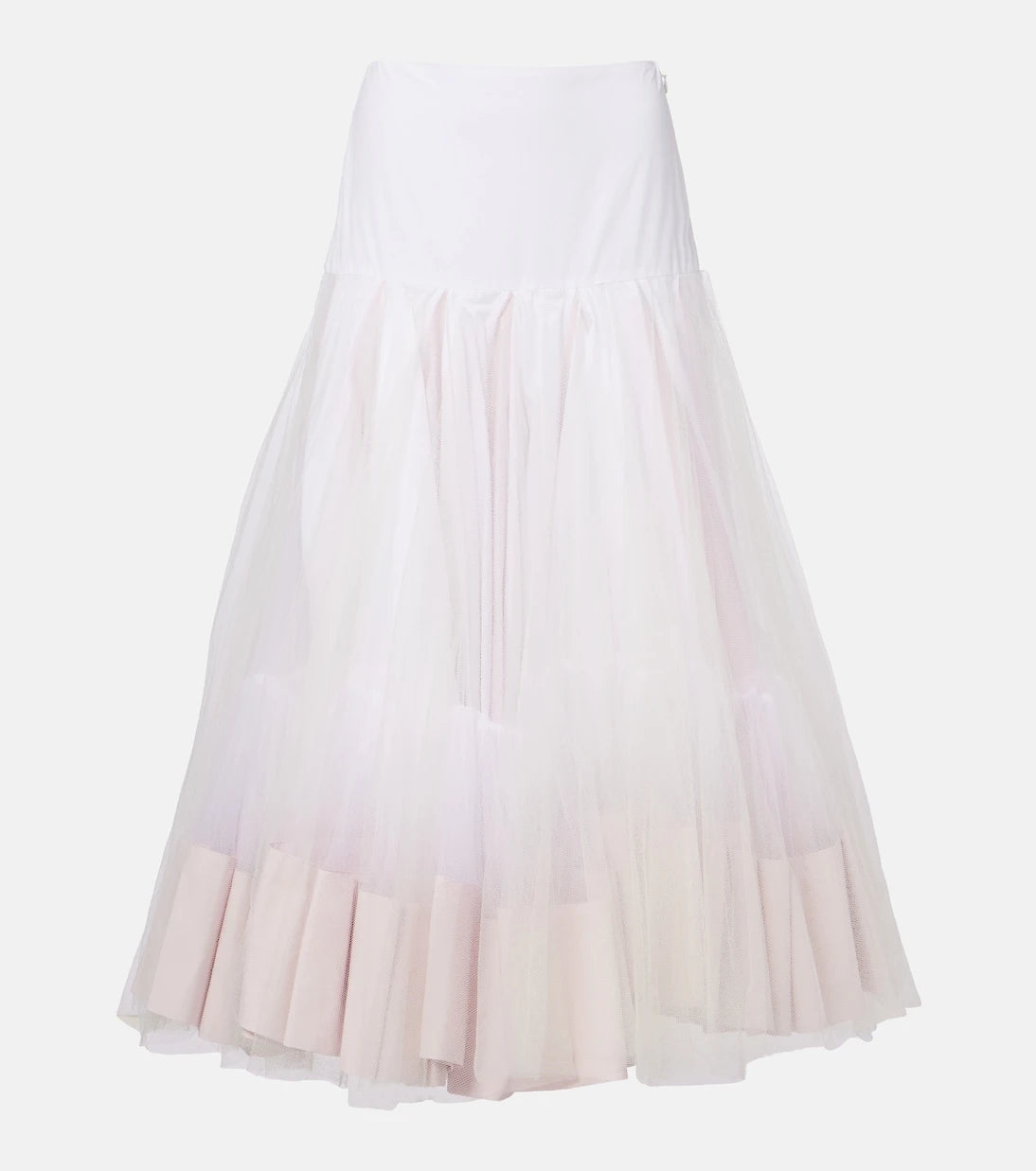 Jacquemus - Mireio tulle-trimmed cotton poplin midi skirt