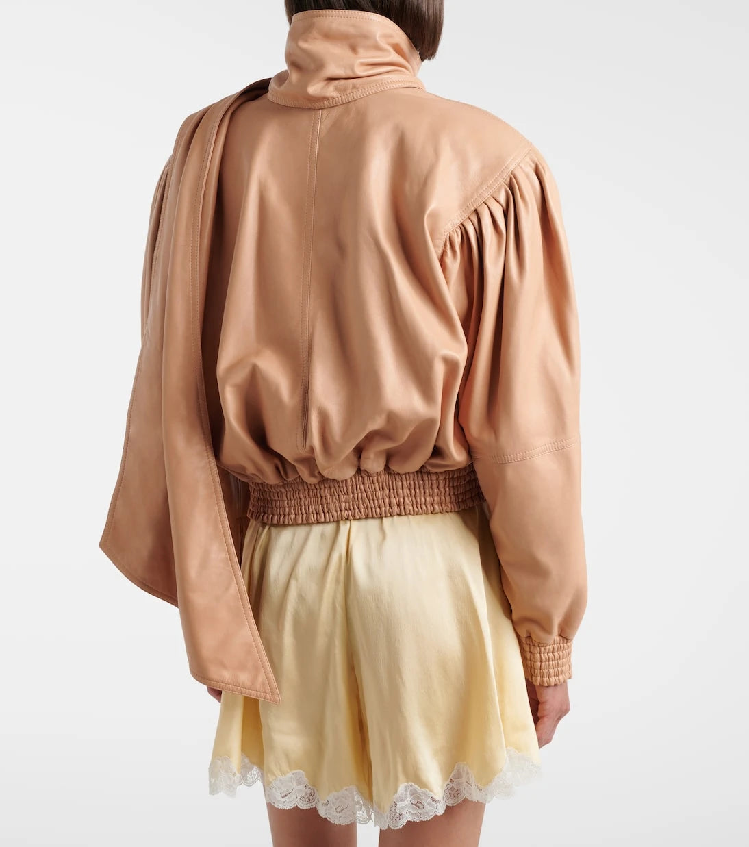 Chloé - Scarf-detail cropped leather jacket