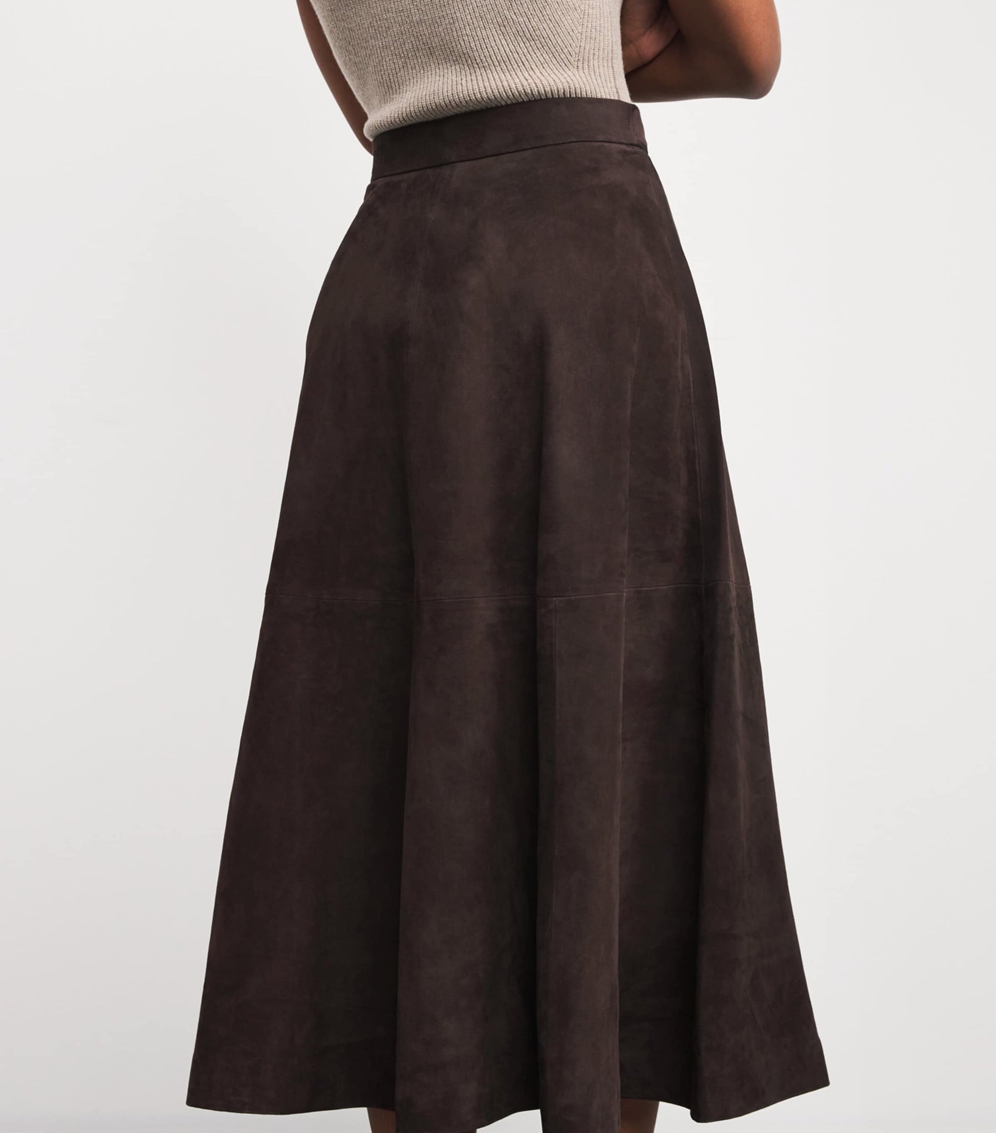 Róhe Brown Suede Midi Skirt