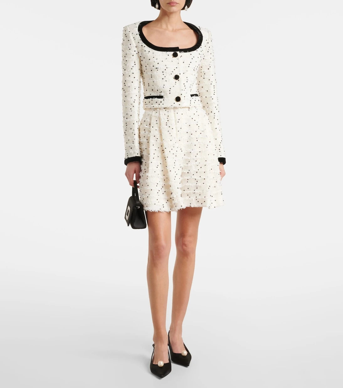 Nina Ricci - High-rise wool-blend tweed shorts