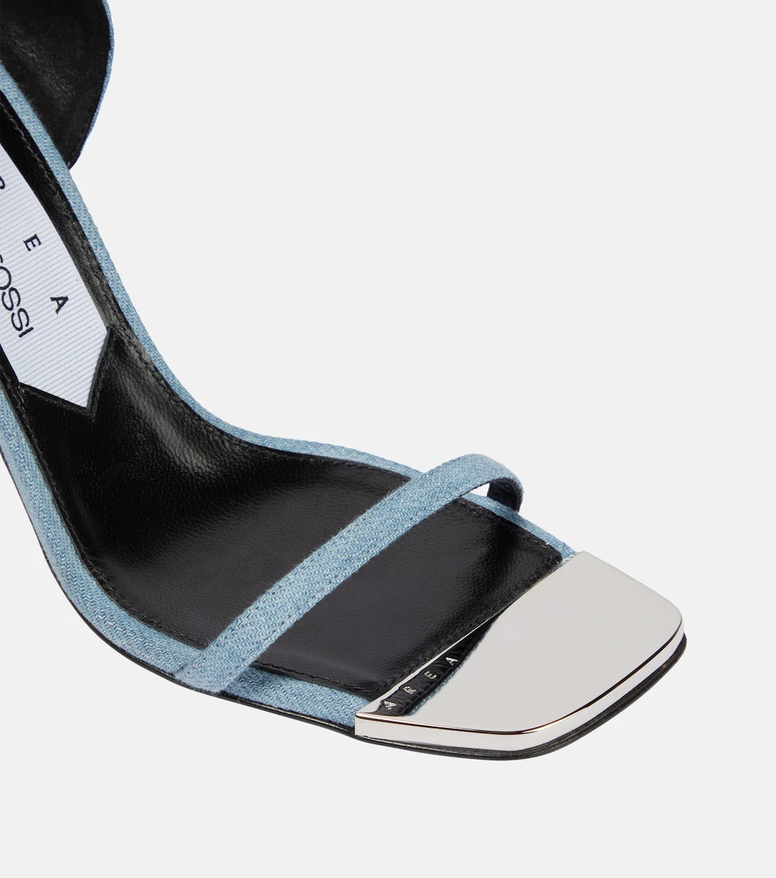 Area - x Sergio Rossi Amazona feather-trimmed denim sandals
