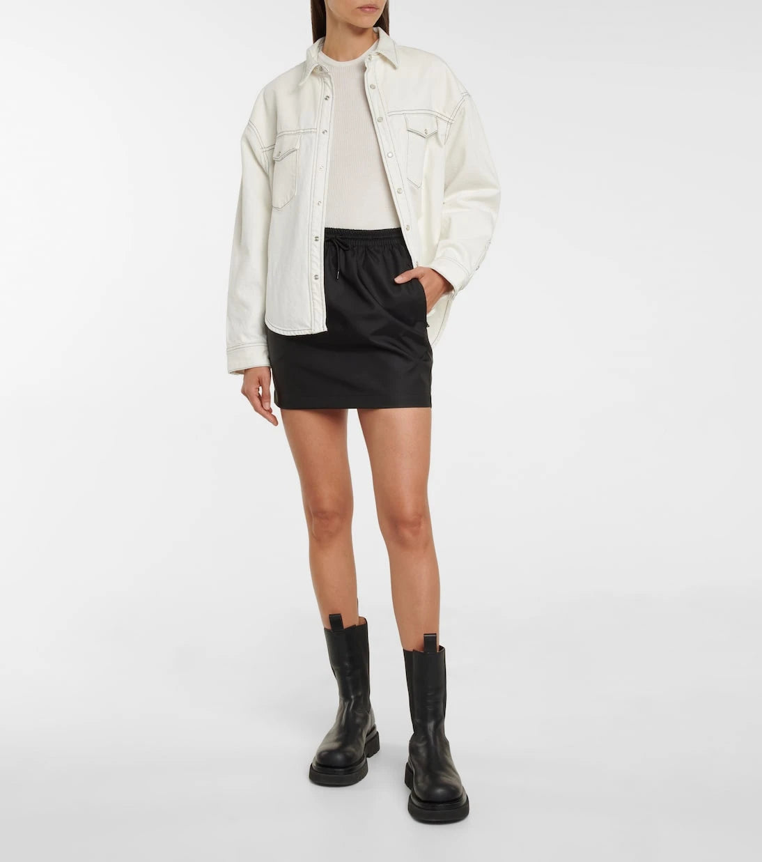 Wardrobe.NYC - High-rise drawstring miniskirt