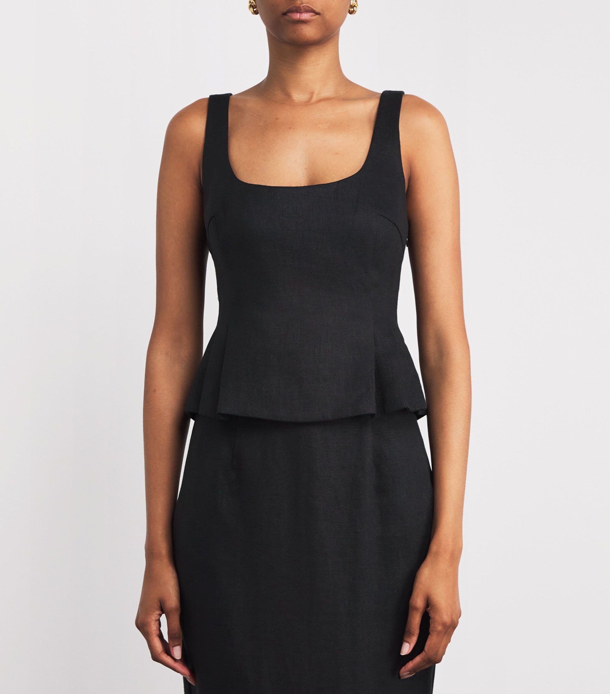 Posse Black Linen Rosalie Peplum Top