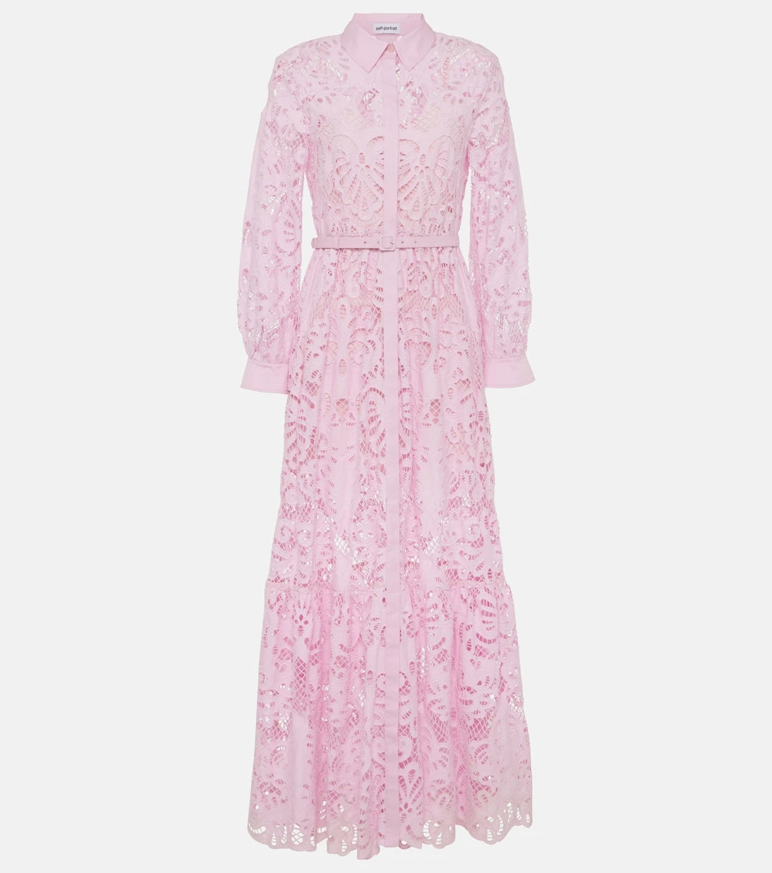 Self-Portrait - Cotton lace shirt dress