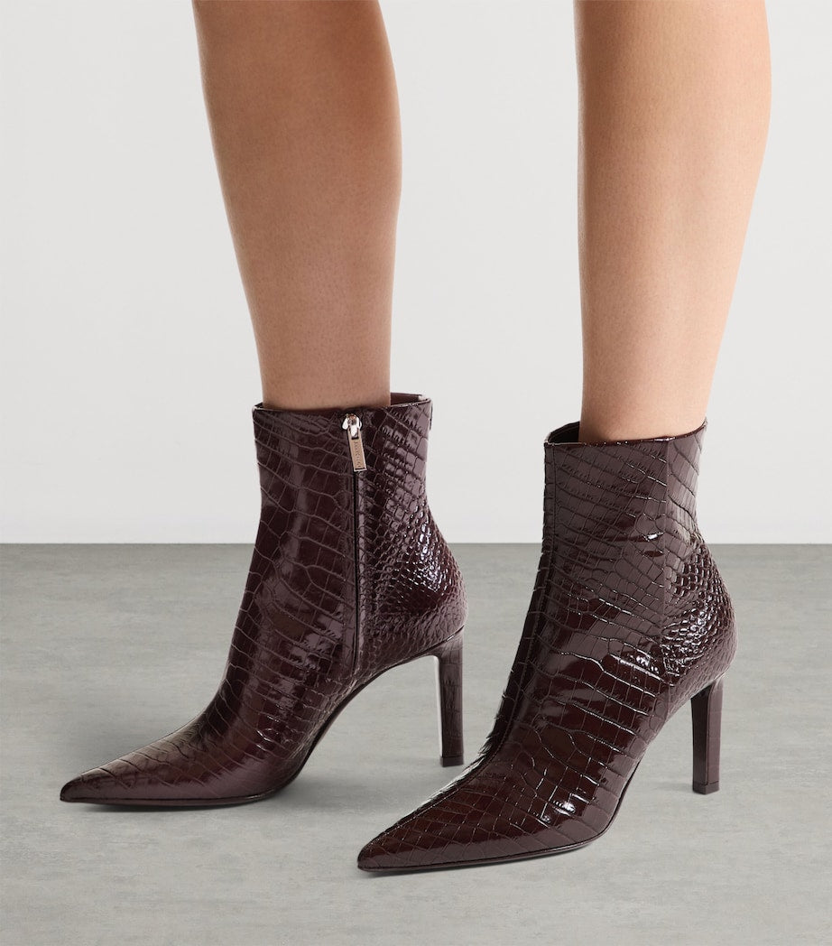Jimmy Choo Frankie 85 Croc-Embossed Leather Ankle Boots