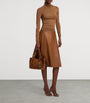 Ralph Lauren Collection Beige Lambskin A-Line Midi Skirt