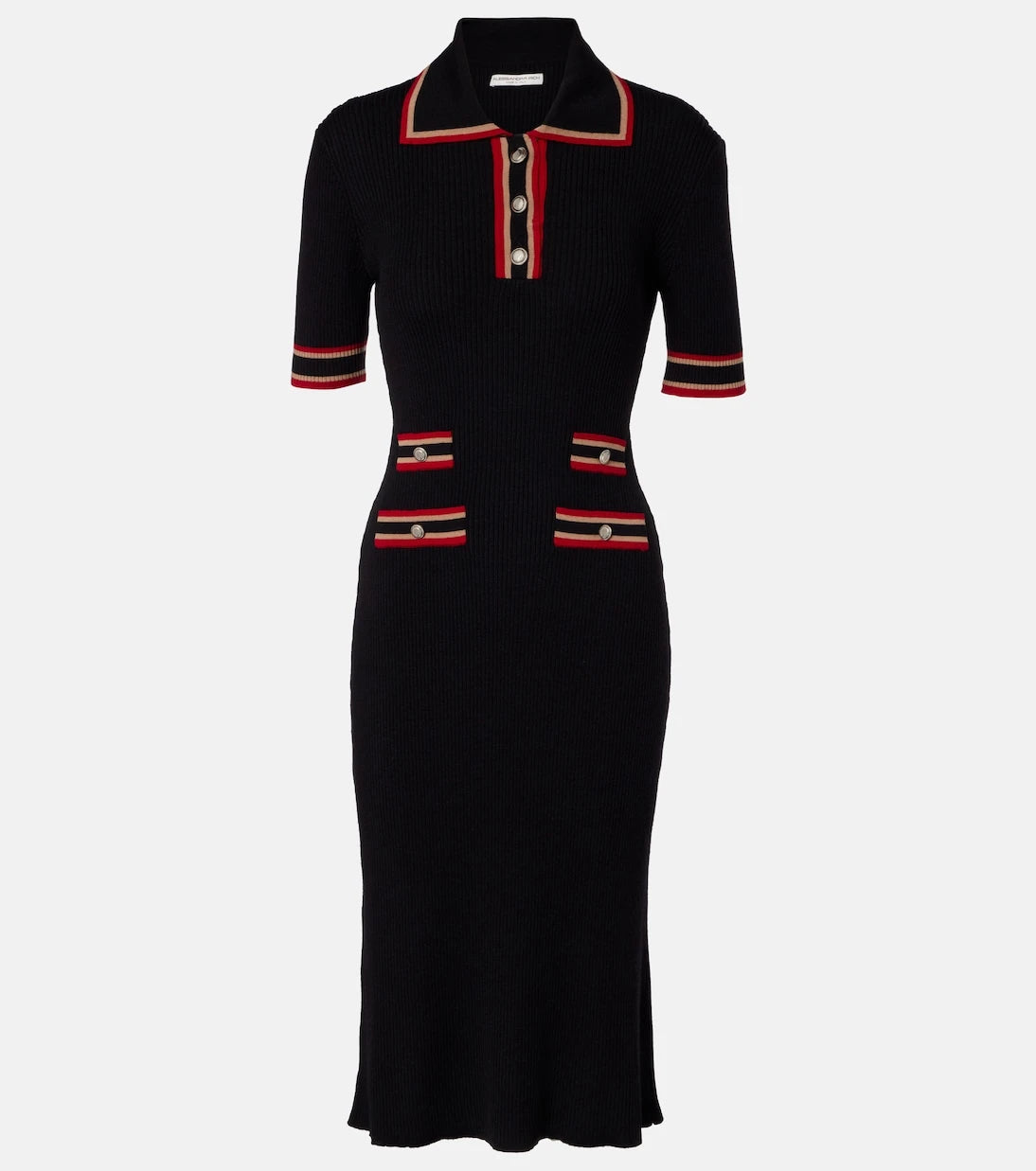 Alessandra Rich - Ribbed-knit virgin wool polo dress
