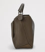 Grey Large Leather Puzzle Edge Top-Handle Bag