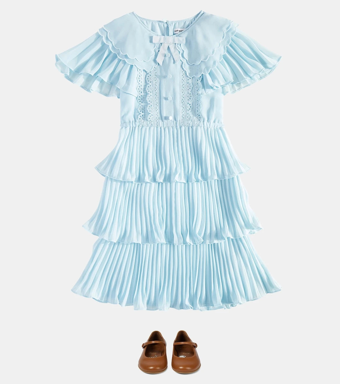 Self-Portrait Kids - Pleated tiered chiffon dress
