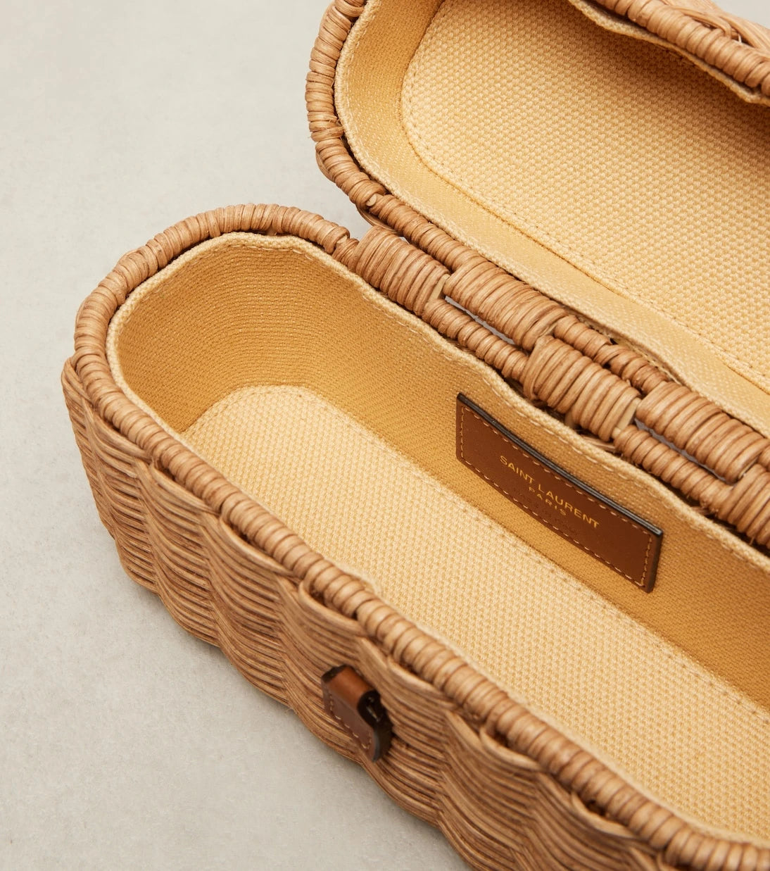 Saint Laurent - Gaby leather-trimmed wicker vanity bag