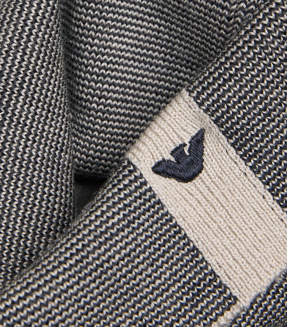 Emporio Armani Blue Virgin Wool Stripe Rollneck Sweater