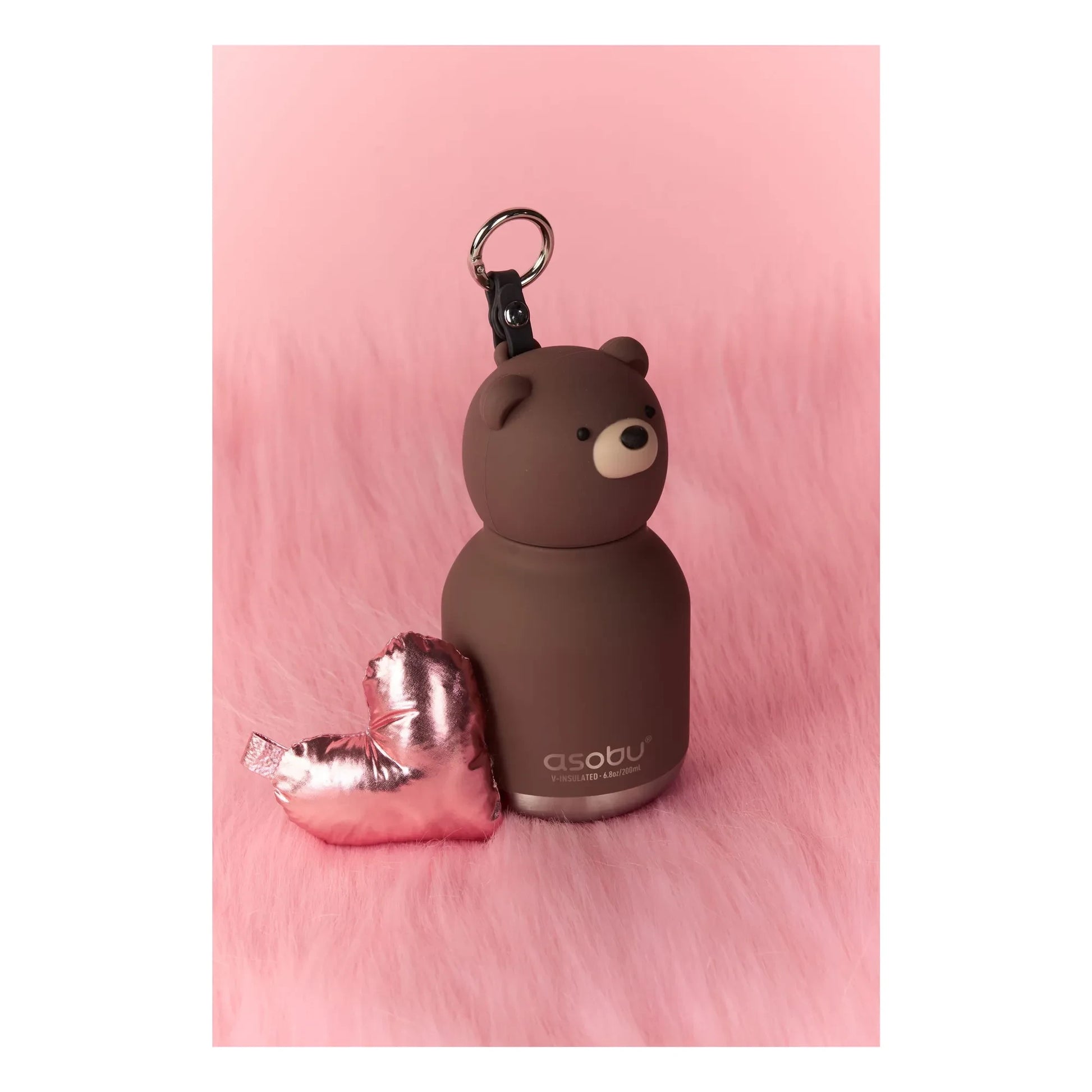Asobu - Brown Bear stainless steel mini flask | Brown
