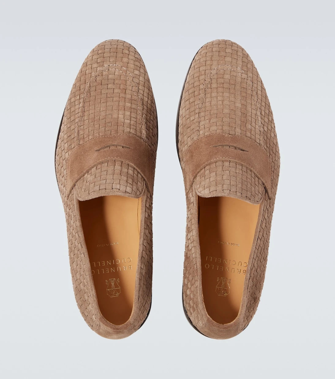 Brunello Cucinelli - Woven suede penny loafers