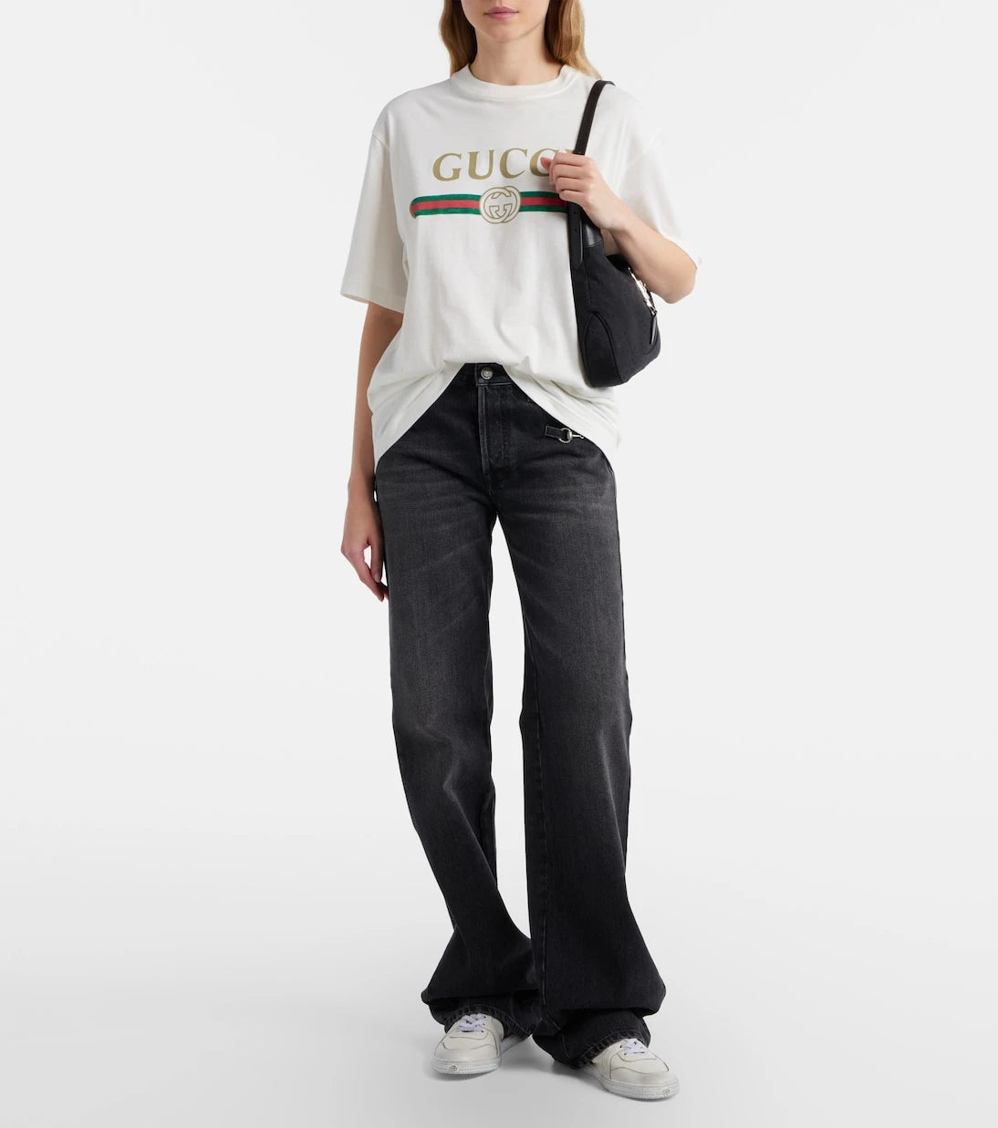Gucci - Stretch Web Stripe leather sneakers