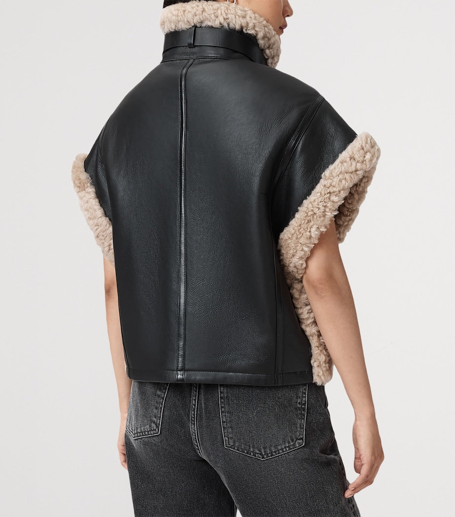 AllSaints Black Reversible Shearling Marlin Gilet